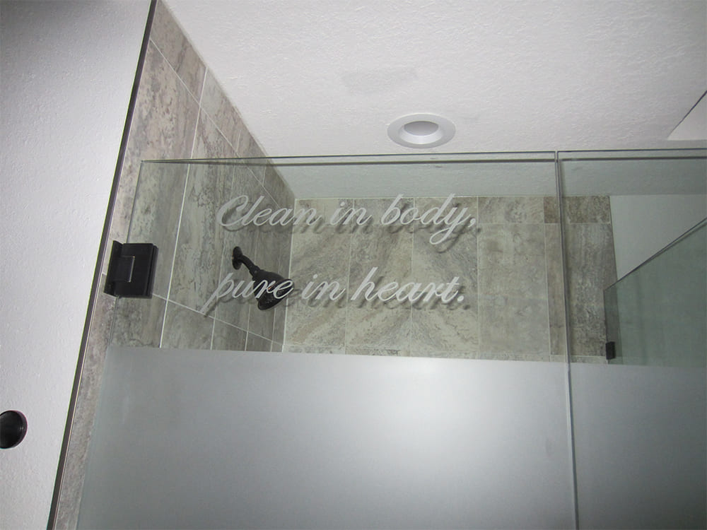Etched glass shower door example