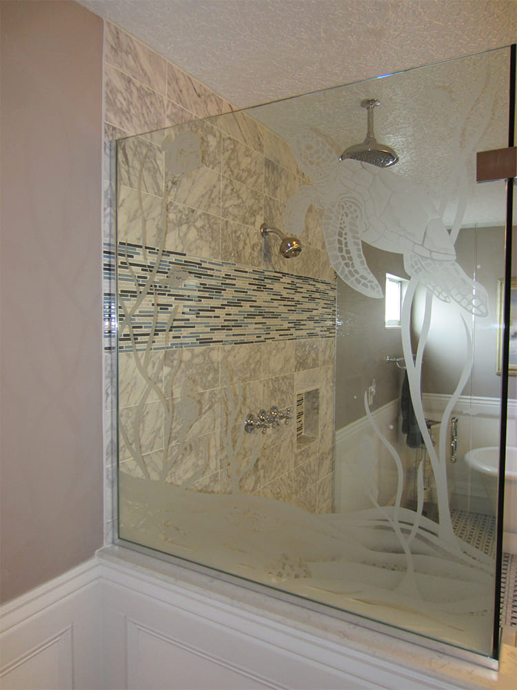 Etched glass shower enclosure example