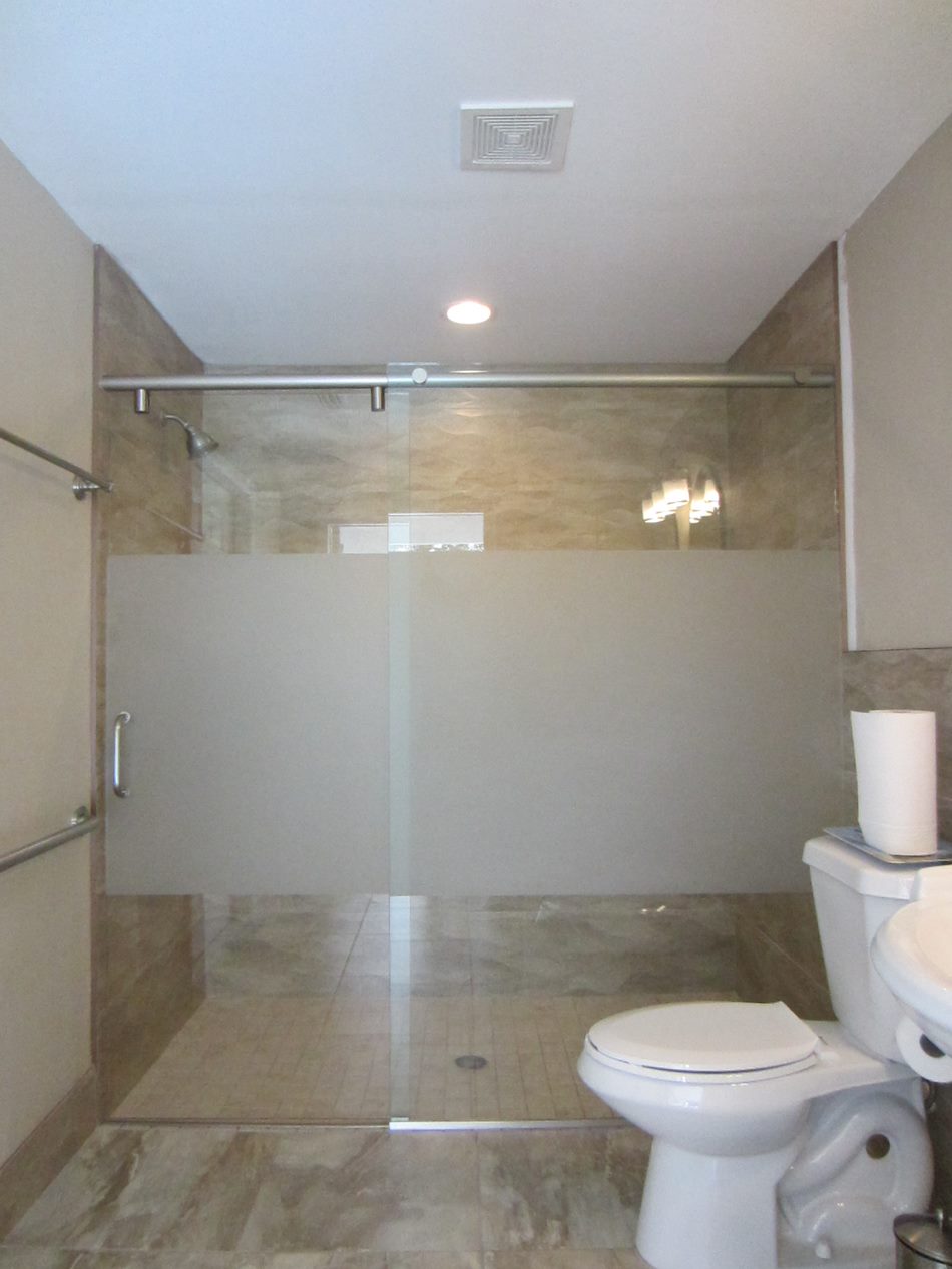 Frosted glass sliding shower door example