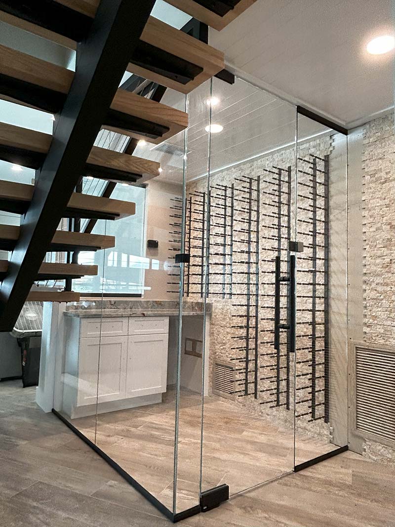 Custom wine room glass barrier