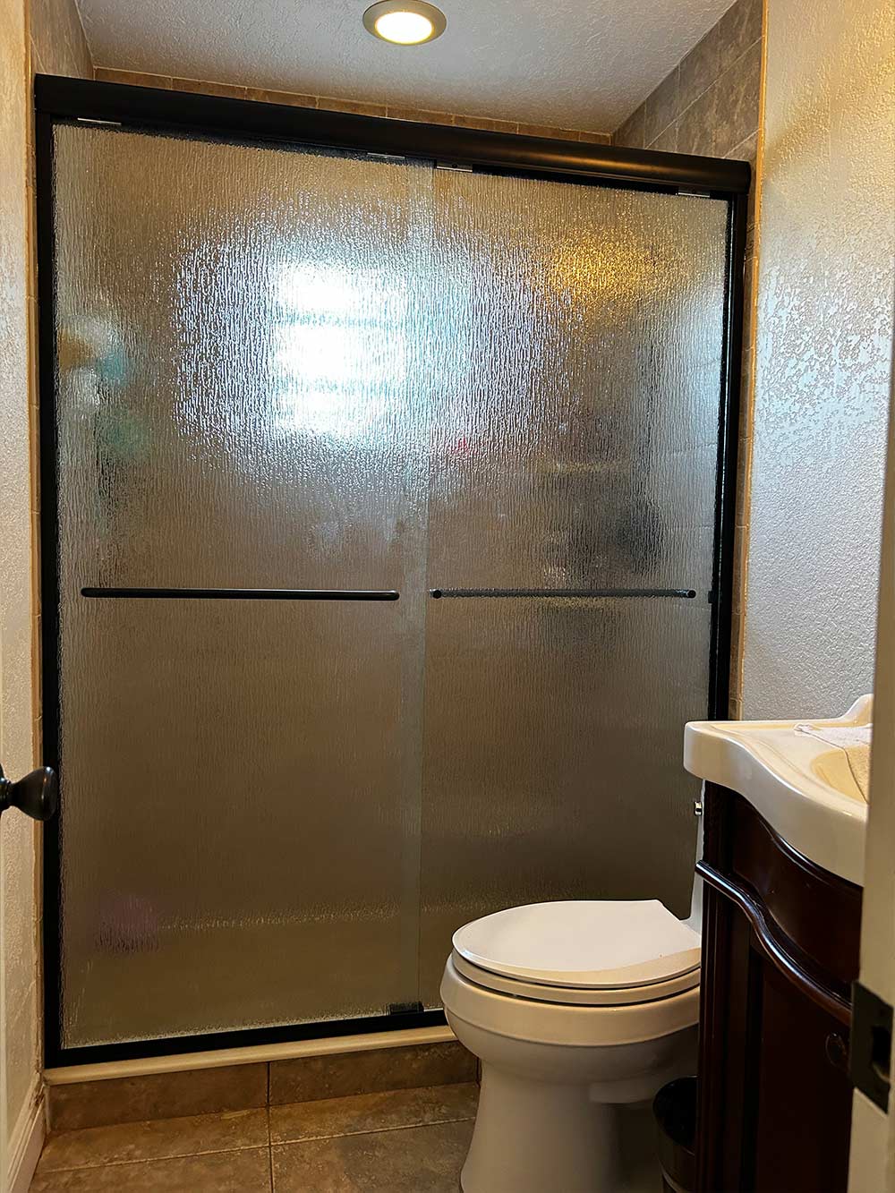 frosted glass shower door